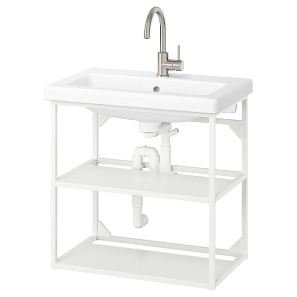 ENHET / TVÄLLEN - Open washbasin cabinet/2 shelves, white,64x43x65 cm - best price from Maltashopper.com 79554667
