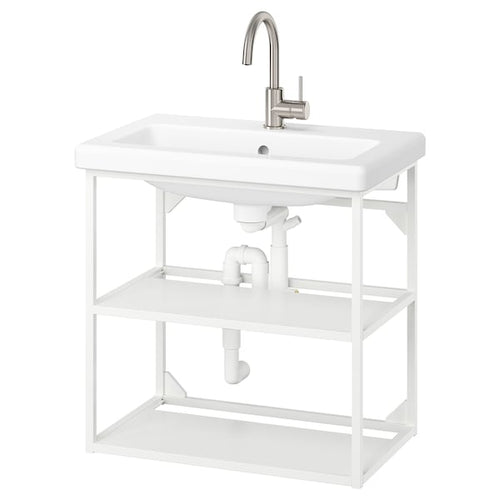 ENHET / TVÄLLEN - Open washbasin cabinet/2 shelves, white,64x43x65 cm