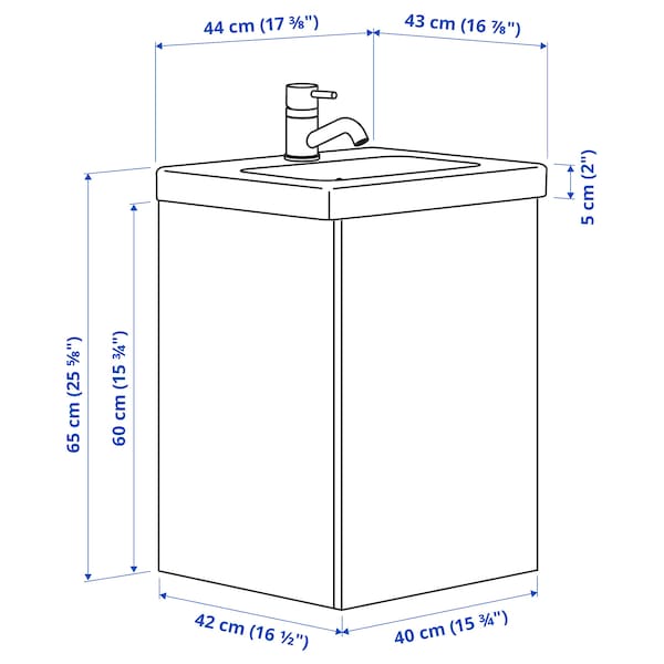 Ikea ENHET / TVÄLLEN - Washbasin/sink unit/mixer, white,44x43x65 cm