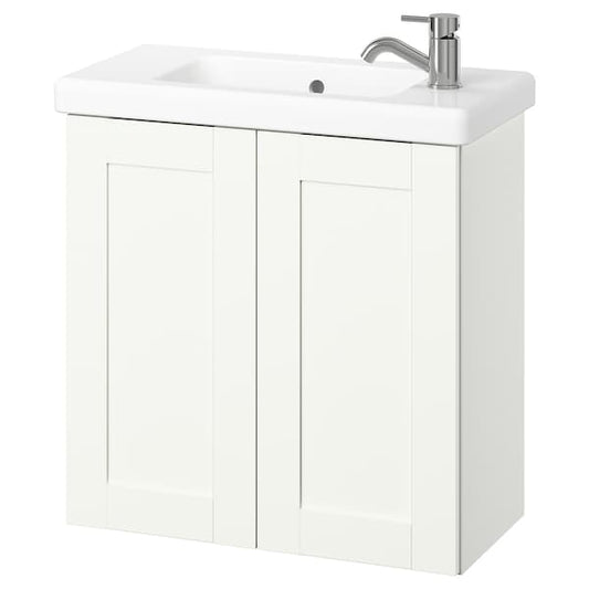 Ikea ENHET / TVÄLLEN - Washbasin / washbasin unit/miscelat, white/white frame,64x33x65 cm