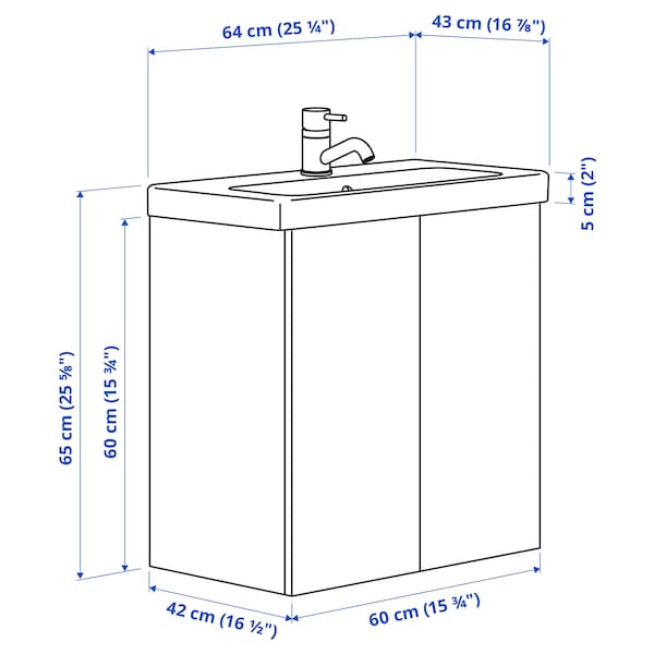 ENHET / TVÄLLEN - Washbasin / washbasin unit/miscelat, white/white frame,64x43x65 cm - best price from Maltashopper.com 19557715