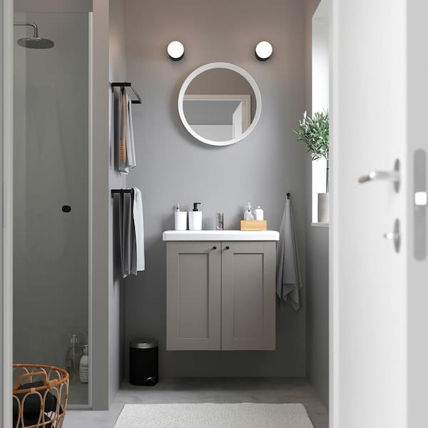 Ikea ENHET / TVÄLLEN - Washbasin / washbasin unit/miscelat, grey/grey frame,64x43x65 cm