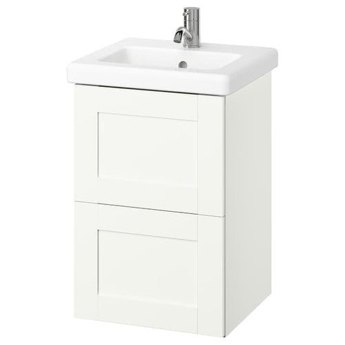 ENHET / TVÄLLEN - Washbasin/drawer/misc cabinet, white/white frame,44x43x65 cm