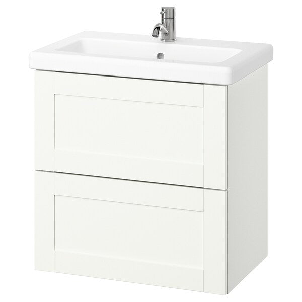 ENHET / TVÄLLEN - Washbasin/drawer/misc cabinet, white/white frame,64x43x65 cm - best price from Maltashopper.com 89557726