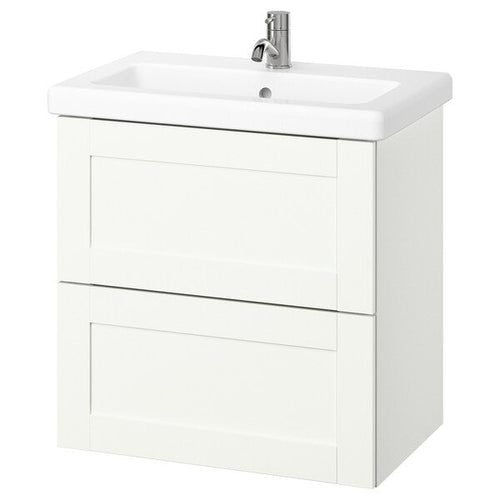 ENHET / TVÄLLEN - Washbasin/drawer/misc cabinet, white/white frame,64x43x65 cm