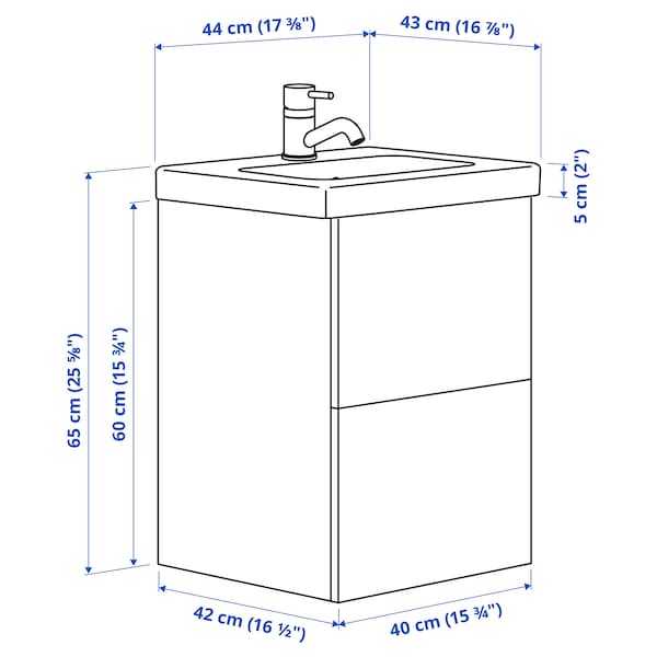 Ikea ENHET / TVÄLLEN - Washbasin/drawer/misc cabinet, white,44x43x65 cm