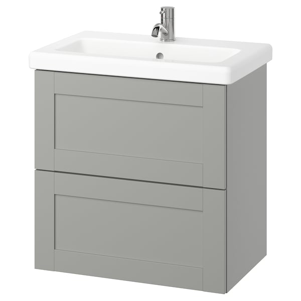 ENHET / TVÄLLEN - Washbasin/drawer/misc cabinet, frame grey/grey,64x43x65 cm - best price from Maltashopper.com 09537643