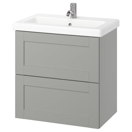 Ikea ENHET / TVÄLLEN - Washbasin/drawer/misc cabinet, frame grey/grey,64x43x65 cm