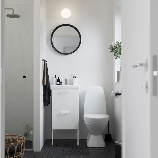 ENHET / TVÄLLEN Mobile washbasin with 2 drawers - white/Miscel Pilkån 44x43x87 cm - Premium Bathroom Vanities from Ikea - Just €228.99! Shop now at Maltashopper.com