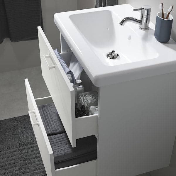 ENHET / TVÄLLEN Mobile for washbasin with 2 drawers - white/Miscel Pilkån 64x43x65 cm - Premium Bathroom Vanities from Ikea - Just €228.99! Shop now at Maltashopper.com