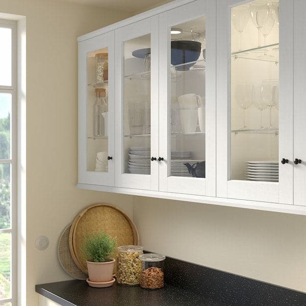 Ikea ENKÖPING - Glass door, white wood effect, 30x100 cm