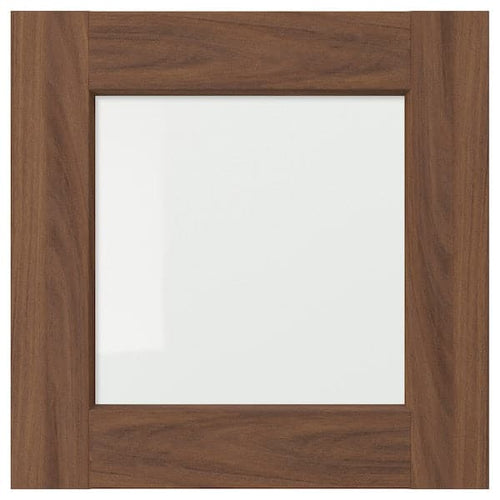 ENKÖPING - Glass door, brown walnut effect, 40x40 cm