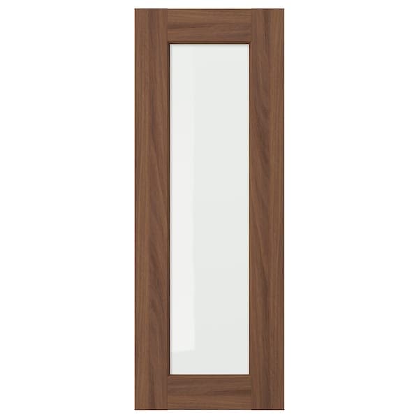 ENKÖPING Glass door, brown walnut effect,30x80 cm - best price from Maltashopper.com 60516604