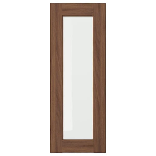 ENKÖPING Glass door, brown walnut effect,30x80 cm
