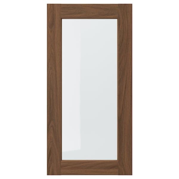 ENKÖPING Glass door, brown walnut effect,40x80 cm - best price from Maltashopper.com 70516608