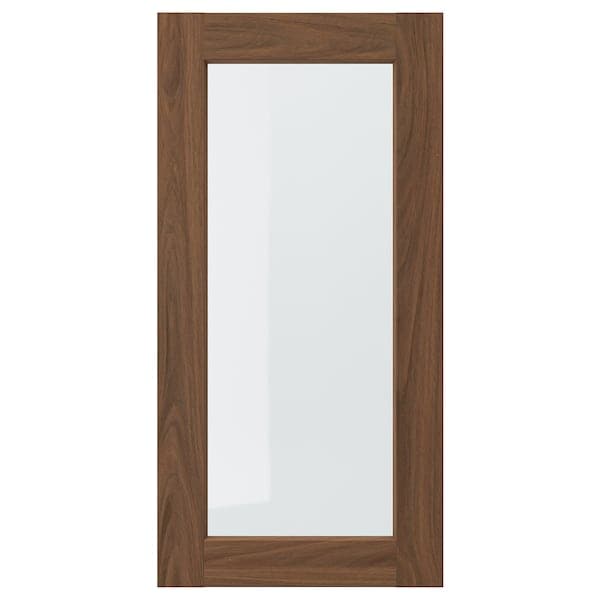 ENKÖPING Glass door, brown walnut effect,40x80 cm - best price from Maltashopper.com 70516608
