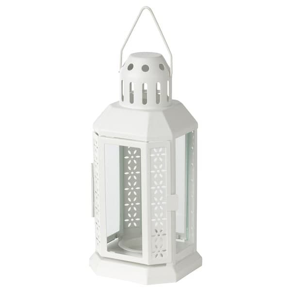 Ikea ENRUM - Lantern for tealight, in/outdoor, white, 22 cm