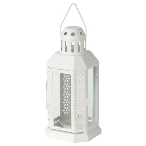 ENRUM - Lantern for tealight, in/outdoor, white, 22 cm