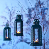 ENRUM - Lantern for tealight, in/outdoor, black-blue, 22 cm - best price from Maltashopper.com 00551723