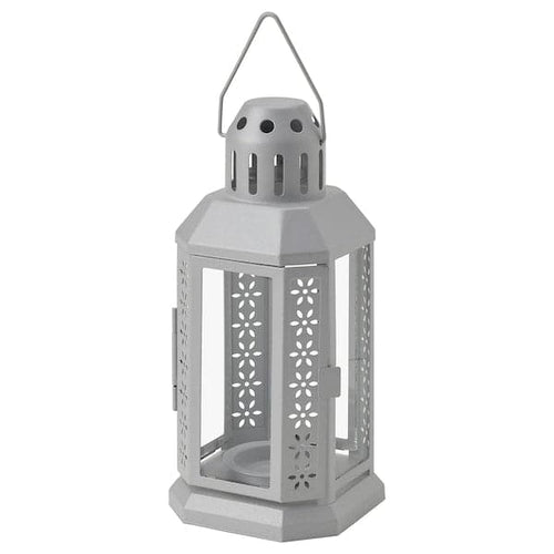 ENRUM - Lantern for tealight, in/outdoor silver-colour, 22 cm