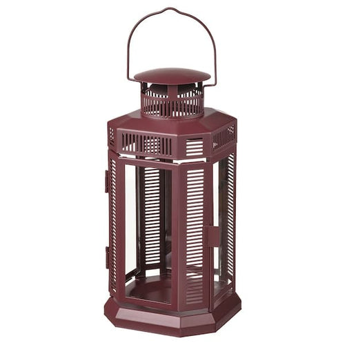 ENRUM - Lantern for pillar candle, in/out, brown-red, 28 cm