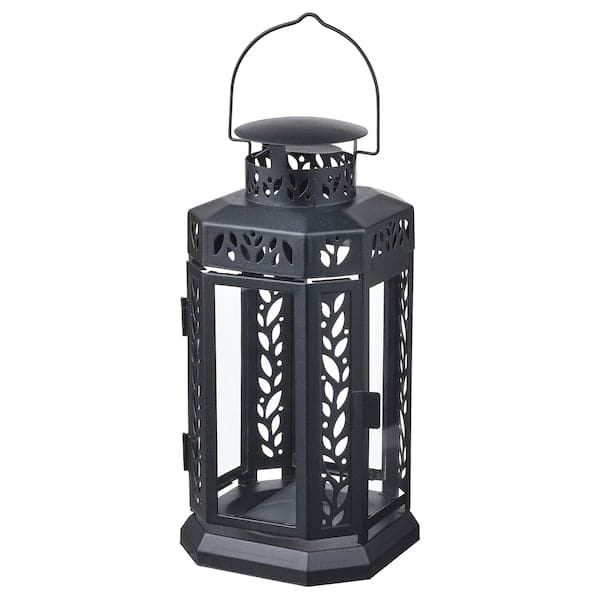 ENRUM - Lantern f block candle, in/outdoor, black, 28 cm - best price from Maltashopper.com 60526354