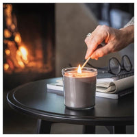 ENSTAKA - Scented candle in glass, Bonfire/grey, 40 hr - best price from Maltashopper.com 80502385