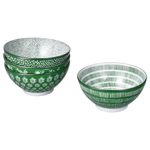 ENTUSIASM - Bowl, patterned/green, 12 cm