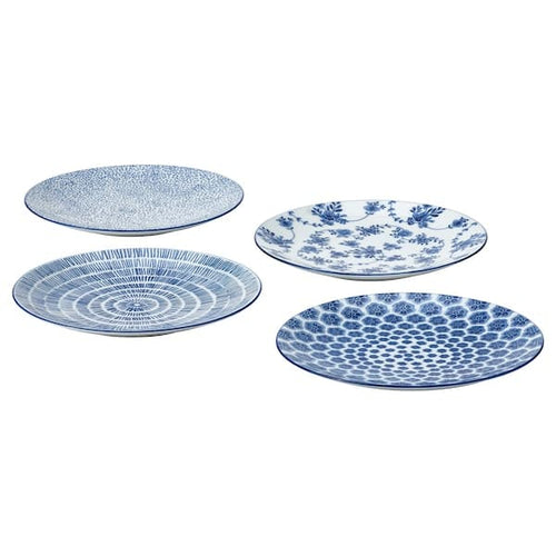 ENTUSIASM - Side plate, patterned/blue, 18 cm
