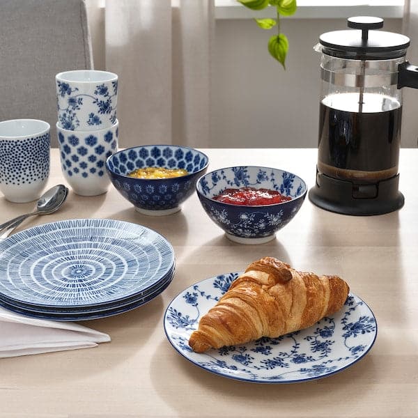 ENTUSIASM - Side plate, patterned/blue, 18 cm - best price from Maltashopper.com 20505358