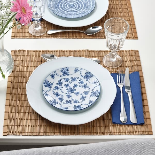 Ikea ENTUSIASM - Side plate, patterned/blue, 18 cm