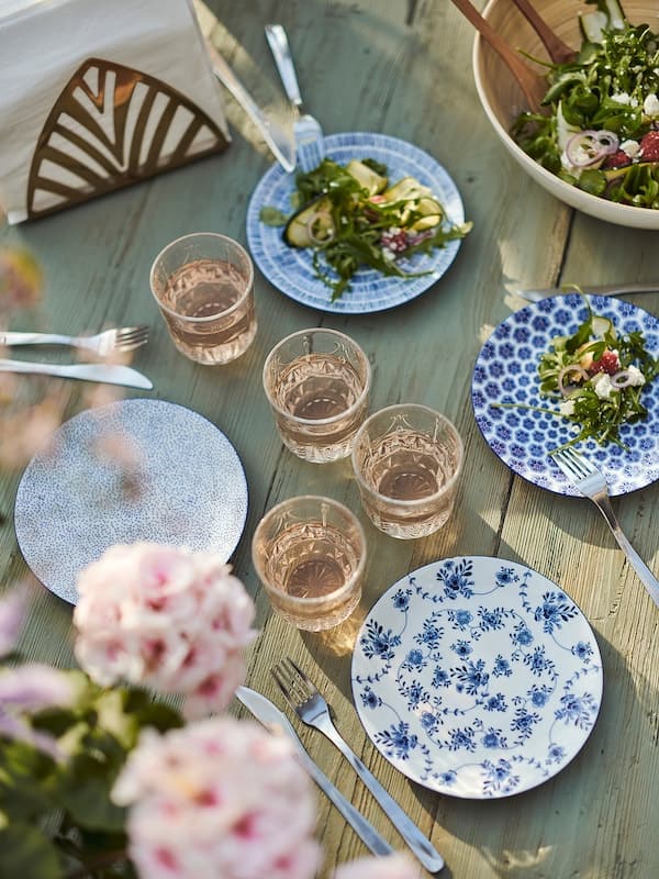 ENTUSIASM - Side plate, patterned/blue, 18 cm - best price from Maltashopper.com 20505358