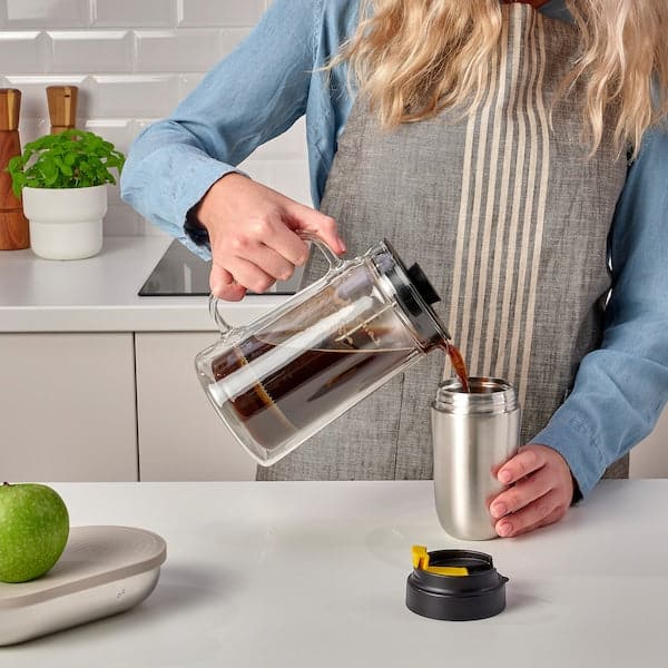 Ikea ENVÄLDIG - Insulated travel mug, stainless steel/black, 35 cl