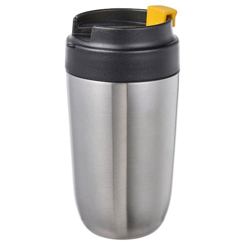 ENVÄLDIG - Insulated travel mug, stainless steel/black, 35 cl