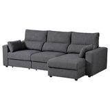 ESKILSTUNA 3-seat sofa with chaise longue, Hillared anthracite, 268x100x162 cm