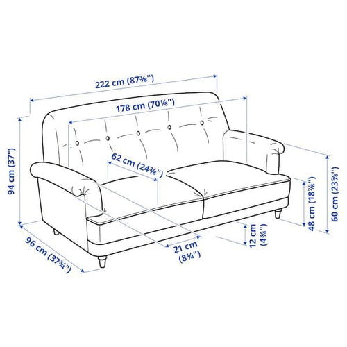 ESSEBODA - 3-seat sofa, Tallmyra / birch blue