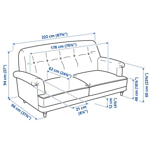 ESSEBODA - 3-seater sofa, Tallmyra/smoke birch grey , - best price from Maltashopper.com 69443514