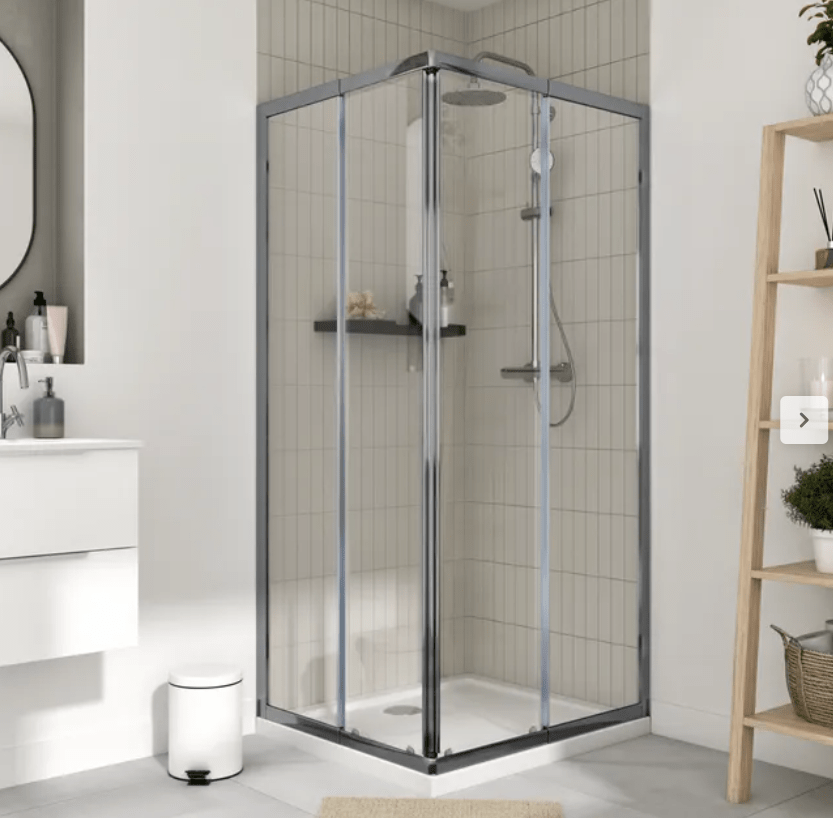 Bricocenter ESSENTIAL RECTANGULAR SHOWER CUBICLE 70-80 X 80-90 H180 CM CLEAR GLASS CHROME FRAME