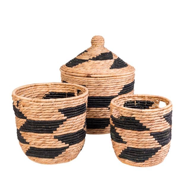 GUATEMALA Black basket, natural H 64 cm - Ø 51 cm - best price from Maltashopper.com CS611142