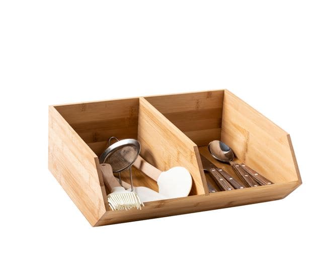 BAMBOO Natural stackable organizer H 13 x W 34.5 x D 31 cm - best price from Maltashopper.com CS647024