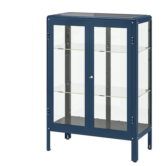 Ikea FABRIKÖR - Glass-door cabinet, black-blue, 81x113 cm