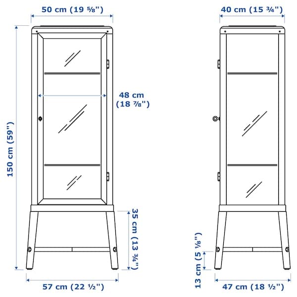 Ikea FABRIKÖR - Glass-door cabinet, dark grey, 57x150 cm