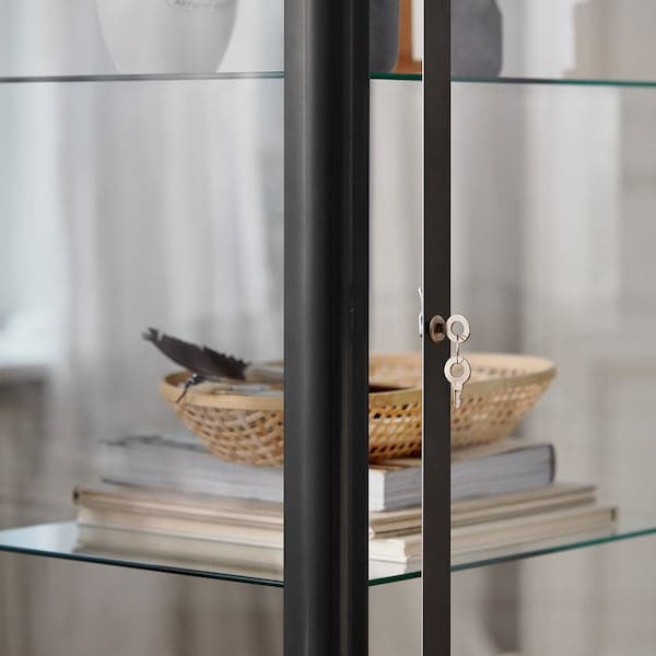 Ikea FABRIKÖR - Glass-door cabinet, dark grey, 57x150 cm