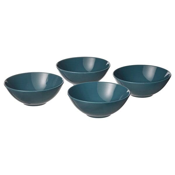 FÄRGKLAR - Bowl, glossy dark turquoise, 16 cm price include 4 pieces