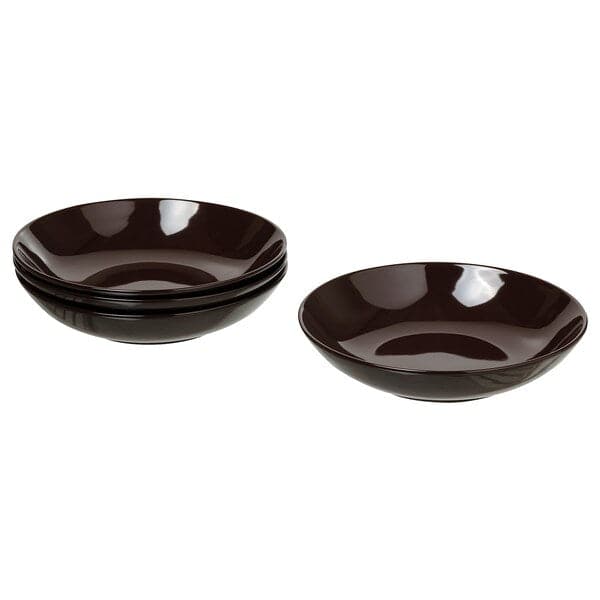 FÄRGKLAR - Deep plate, glossy brown, 23 cm