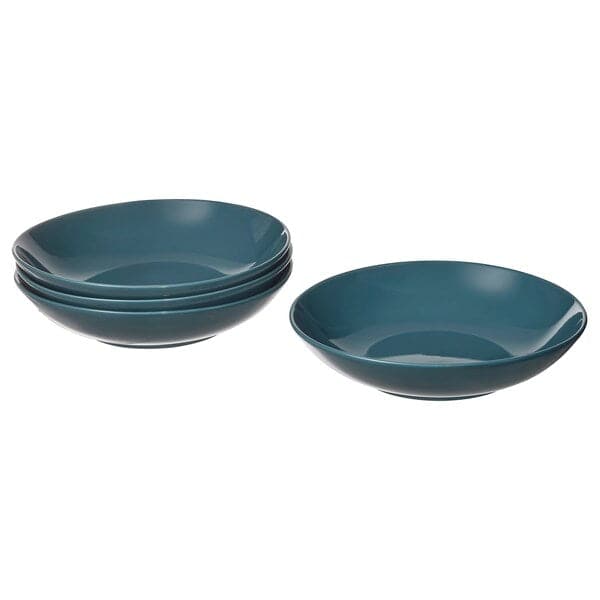 FÄRGKLAR - Deep plate, glossy dark turquoise, 23 cm