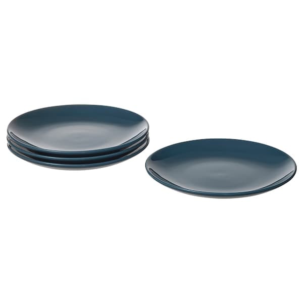 FÄRGKLAR - Side plate, glossy dark turquoise, 20 cm price include 4 pieces