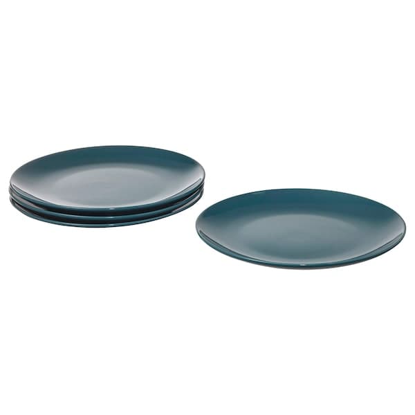 FÄRGKLAR - Plate, glossy dark turquoise, 26 cm