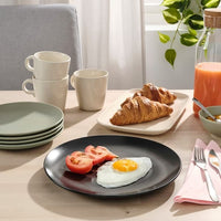 FÄRGKLAR plate, matt dark grey, 26 cm, 4 pack