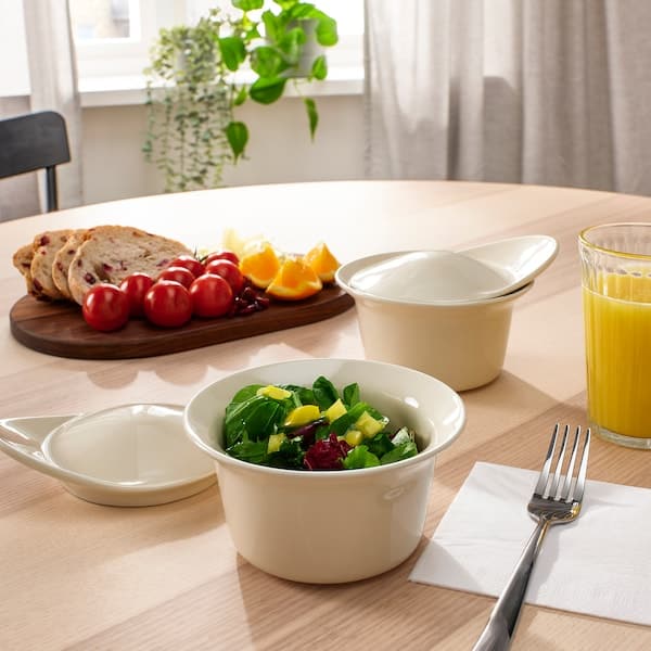 Ikea FÄRGKLAR - Pyrex dish with lid, beige gloss, 0.2 l price includes 2 pieces